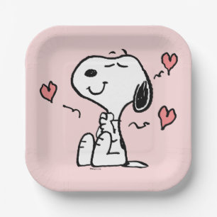 Assiettes En Carton cacahuètes   Coeurs de snoopy