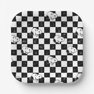 Assiettes En Carton cacahuètes   Drapeau À damiers Snoopy