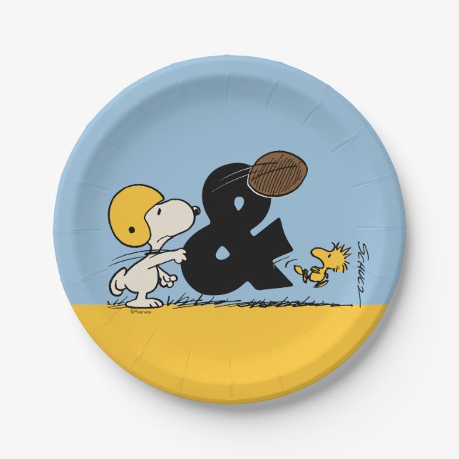 Assiettes En Carton cacahuètes | Football Snoopy & Woodstock (Devant)