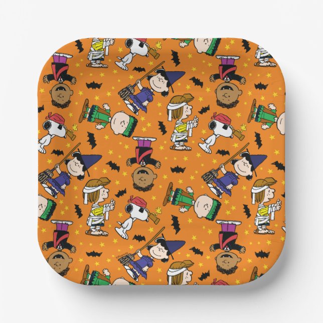 Assiettes En Carton cacahuètes | Happy Halloween Motif (Recto)