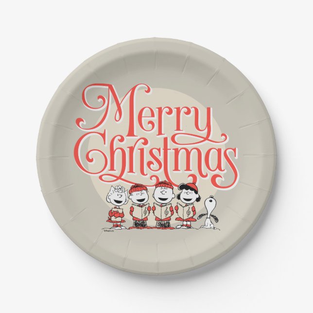 Assiettes En Carton cacahuètes | Joyeuse Chorale de Noël (Devant)