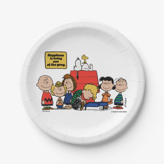 Assiettes En Carton cacahuètes | Le bonheur est d'être l'un des gangs (Devant)