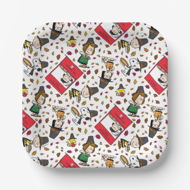 Assiettes En Carton cacahuètes | MOTIF BON THANKSGIVING (Recto)