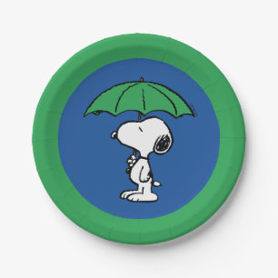 Assiettes En Carton cacahuètes Parapluie vert Snoopy