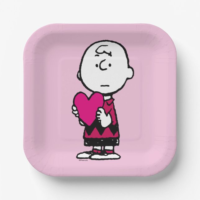 Assiettes En Carton cacahuètes | Saint Valentin | Heart Charlie Brown (Recto)