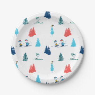 Assiettes En Carton cacahuètes Ski d'hiver Motif des pistes