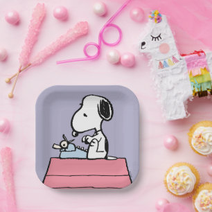 Assiettes En Carton cacahuètes Snoopy à la machine à écrire