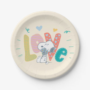 Assiettes En Carton cacahuètes   Snoopy Flower Love