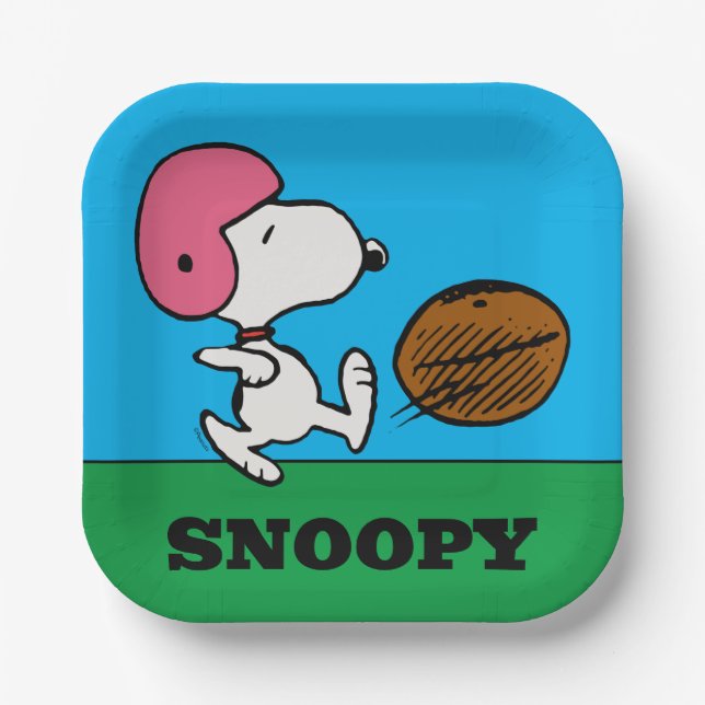 Assiettes En Carton cacahuètes | Snoopy Football Kicker (Recto)