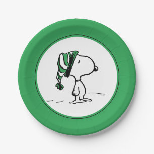 Assiettes En Carton cacahuètes Snoopy Green Casquette de neige