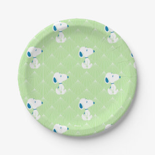 Assiettes En Carton cacahuètes   Snoopy Green Deco Dreams Motif
