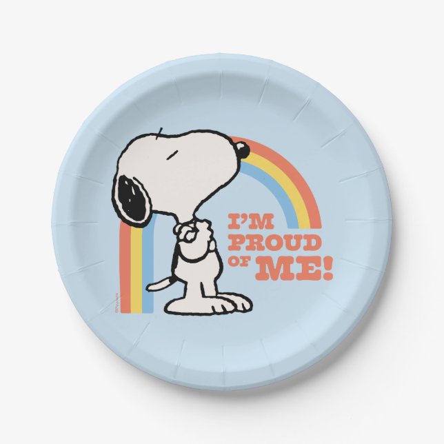 Assiettes En Carton cacahuètes | Snoopy Je suis fier de moi (Devant)