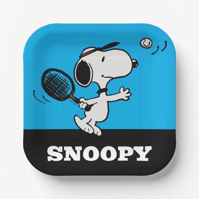Assiettes En Carton cacahuètes | Snoopy Joue Au Tennis (Recto)