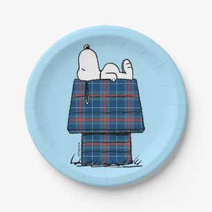 Assiettes En Carton cacahuètes   Snoopy Plaid Flannel Holiday Dog Hous