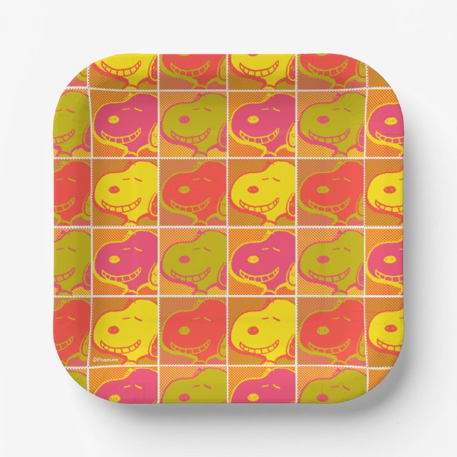 Assiettes En Carton cacahuètes | Snoopy Pop Art Motif (Recto)