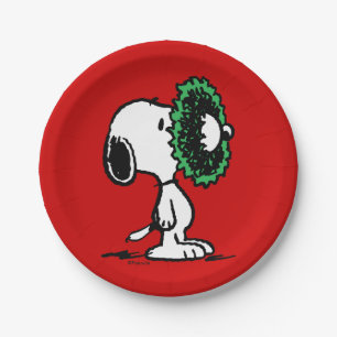 Assiettes En Carton cacahuètes   Snoopy pour les fêtes