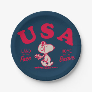 Assiettes En Carton cacahuètes   Snoopy USA Land of the Free