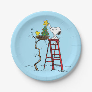 Assiettes En Carton cacahuètes   Snoopy & Woodstock Arbre de Noël