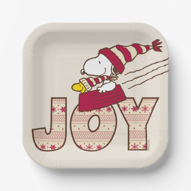 Assiettes En Carton cacahuètes | Snoopy & Woodstock Joy Sled Ride (Recto)