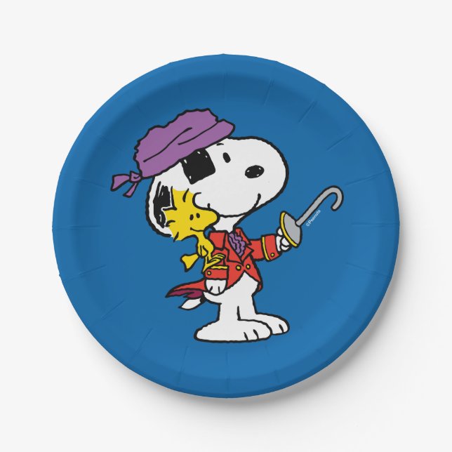 Assiettes En Carton cacahuètes | Snoopy & Woodstock Pirates (Devant)