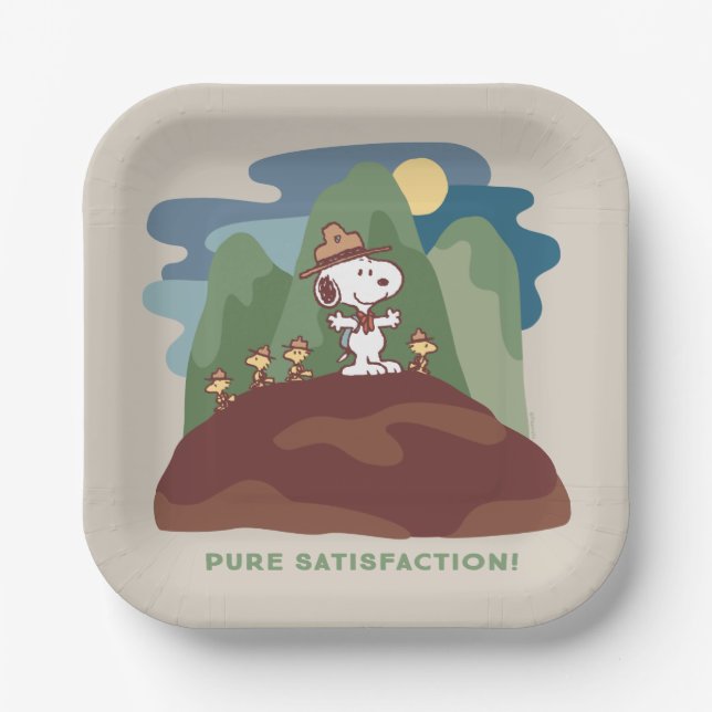 Assiettes En Carton cacahuètes | Snoopy & Woodstock Satisfaction pure (Recto)