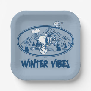 Assiettes En Carton cacahuètes Snoopy & Woodstock Skiing