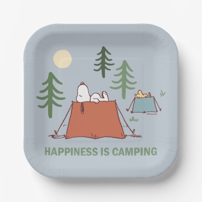 Assiettes En Carton cacahuètes | Snoopy & Woodstock Tentes de pose (Recto)