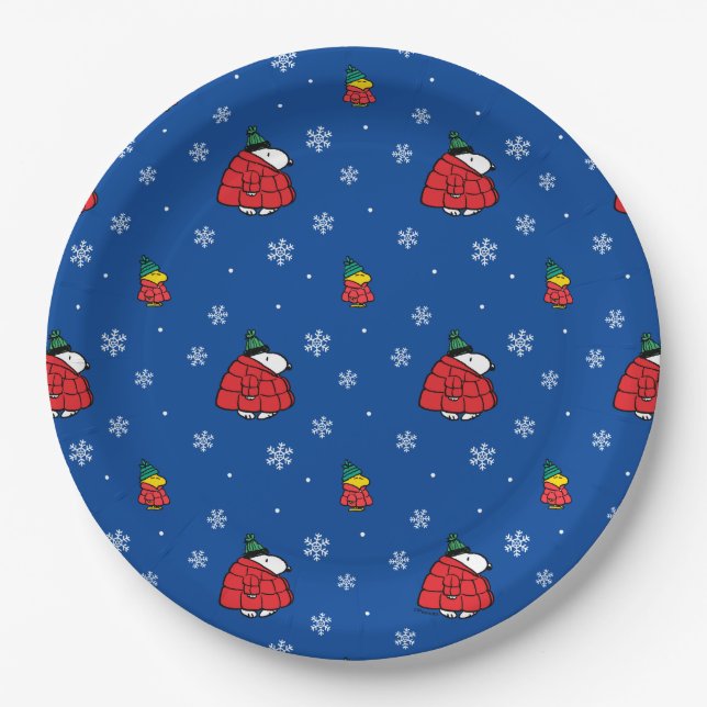 Assiettes En Carton cacahuètes | Veste Snoopy Red Puffer (Devant)