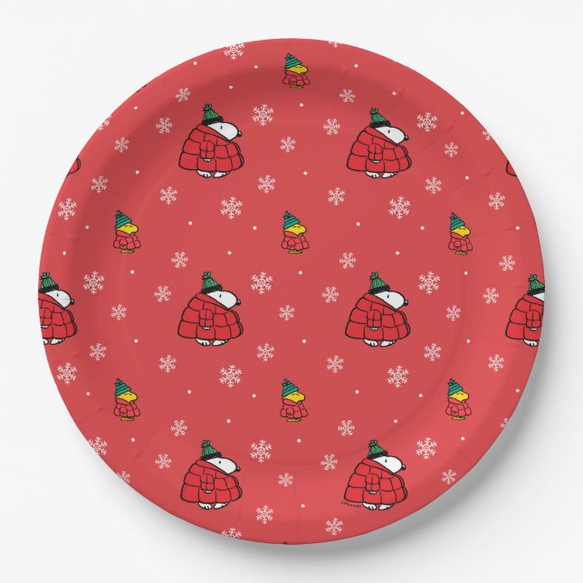 Assiettes En Carton cacahuètes | Veste Snoopy Red Puffer (Devant)