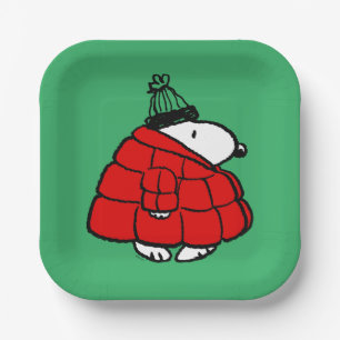 Assiettes En Carton cacahuètes   Veste Snoopy Red Puffer