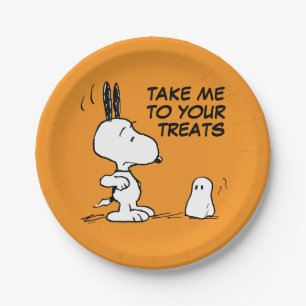 Assiettes En Carton cacahuètes   Woodstock Scares Snoopy