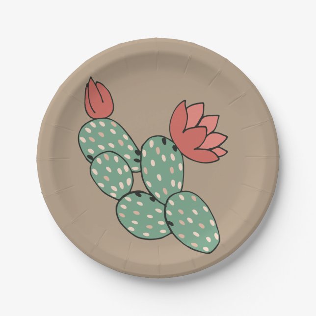 Assiettes En Carton Cactus à poires modernes (Devant)