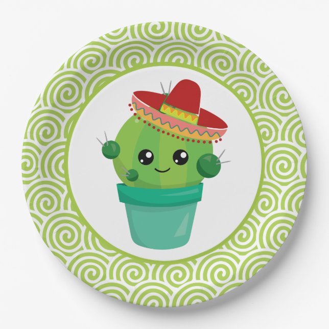 Assiettes En Carton Cactus de Red Sombrero (Devant)