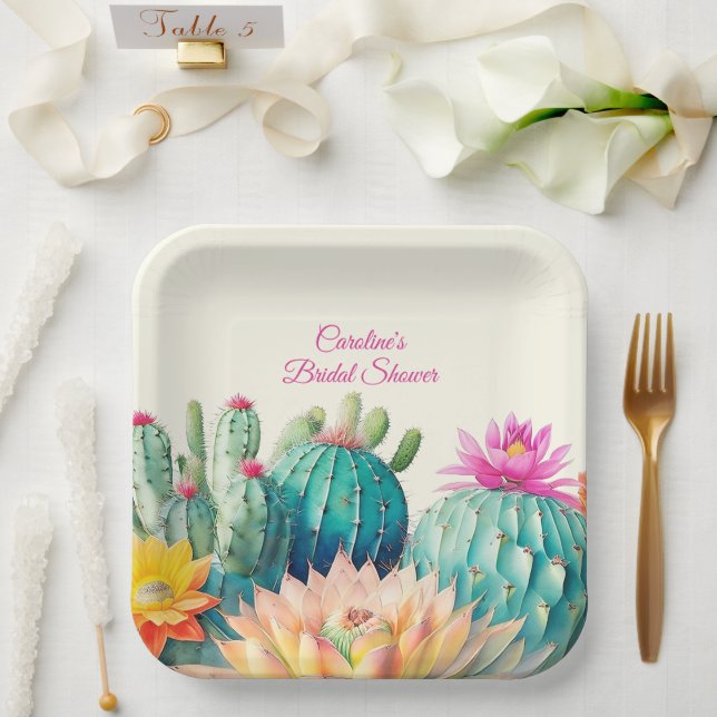 Assiettes En Carton Cactus Et Succulents (Mariage)