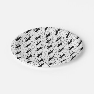 Assiettes En Carton Cactus et triangle modernes noirs et blancs Geo