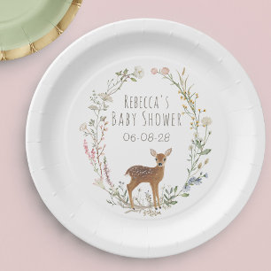 Assiettes En Carton Cadeau de Baby Shower aquarelle Cerf de la Forêt R