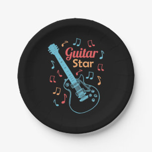 Assiettes En Carton Cadeau de Noël Fière étoile guitariste