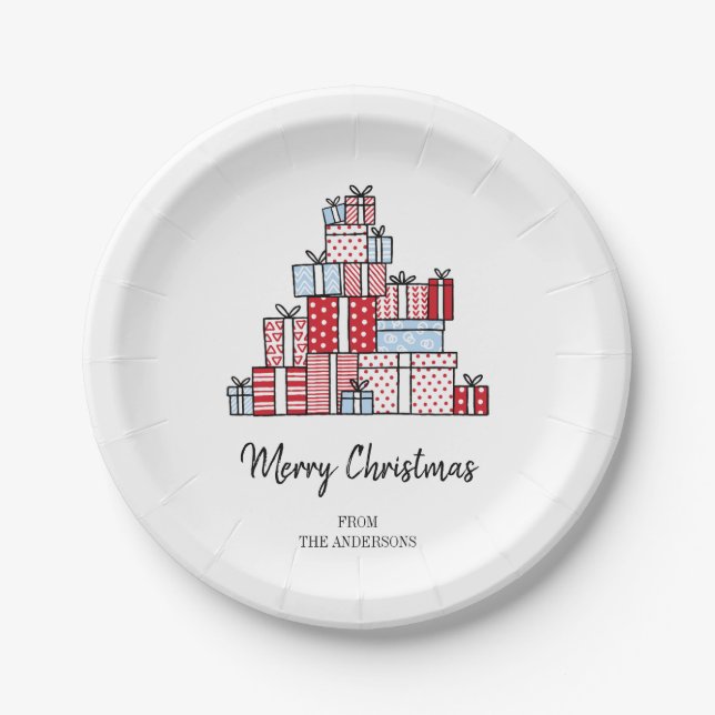 Assiettes En Carton Cadeaux de Noël Plaques de papier de vacances (Devant)