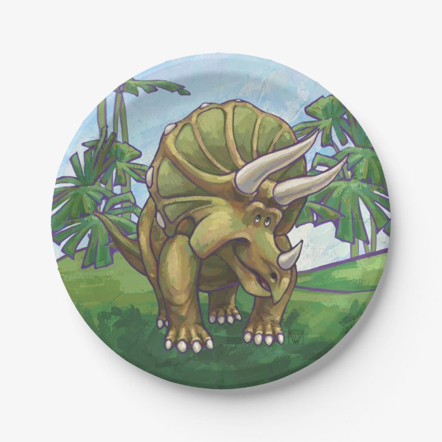Assiettes En Carton Cadeaux et accessoires de Triceratops (Devant)