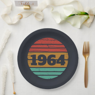 Assiettes En Carton Cadeaux personnalisés vintages de 60e anniversaire