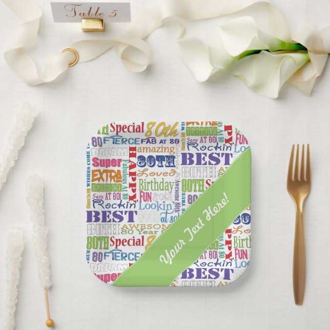 Assiettes En Carton Cadeaux Uniques Et Spéciaux De Fête Du 80E Anniver (Mariage)