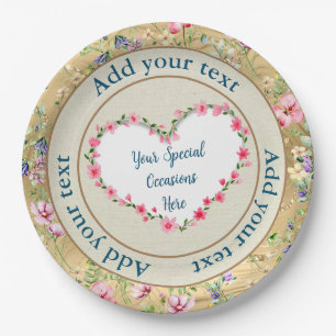 Assiettes En Carton Cadre de cœur floral élégant : pour chaque occasio