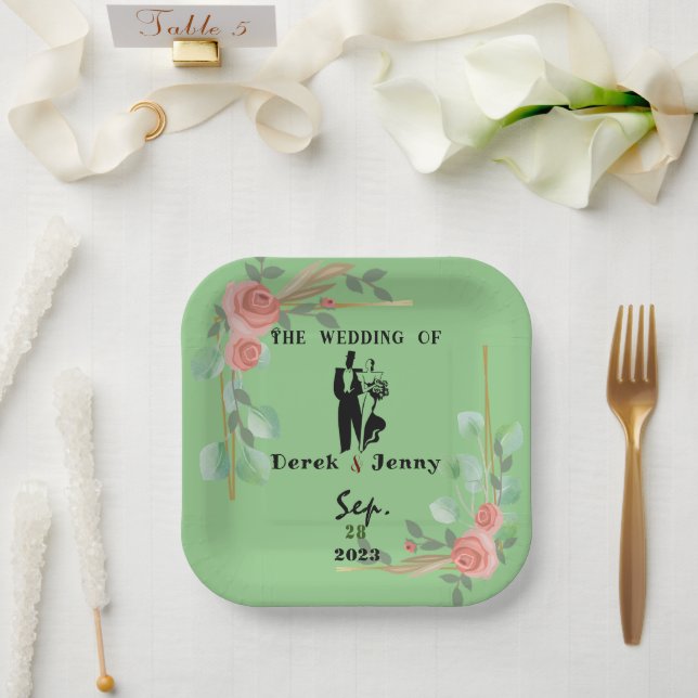 Assiettes En Carton Cadre de flux (Mariage)