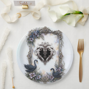 Assiettes En Carton Cadre de mariage Black Swan – Amour gothique roman