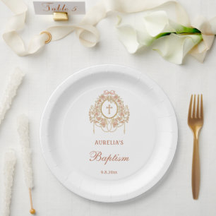 Assiettes En Carton Cadre élégant Baptême Sainte Croix