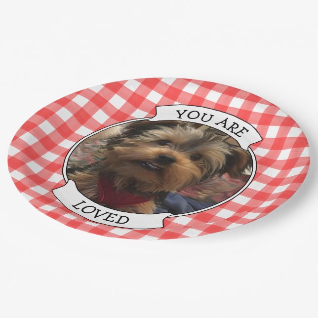 Assiettes En Carton Cadre Photo Personnalisé Pays Buffalo Rouge Check  (Angle)