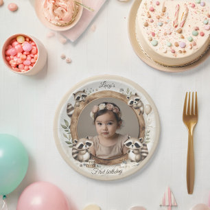 Assiettes En Carton Cadre photo Raccoon pour les fêtes d'anniversaire