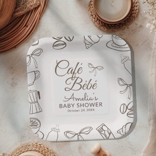 Assiettes En Carton Cafe Bebe Baby Shower Arc-en-ciel 