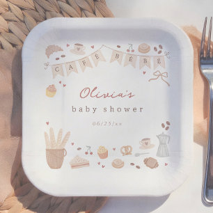 Assiettes En Carton Cafe Bebe Boulangerie Française Baby Shower Aquare