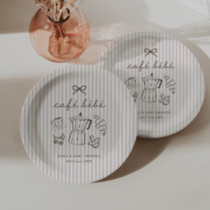 Assiettes En Carton Cafe Bebe Home Coffee Baby Shower Rayé